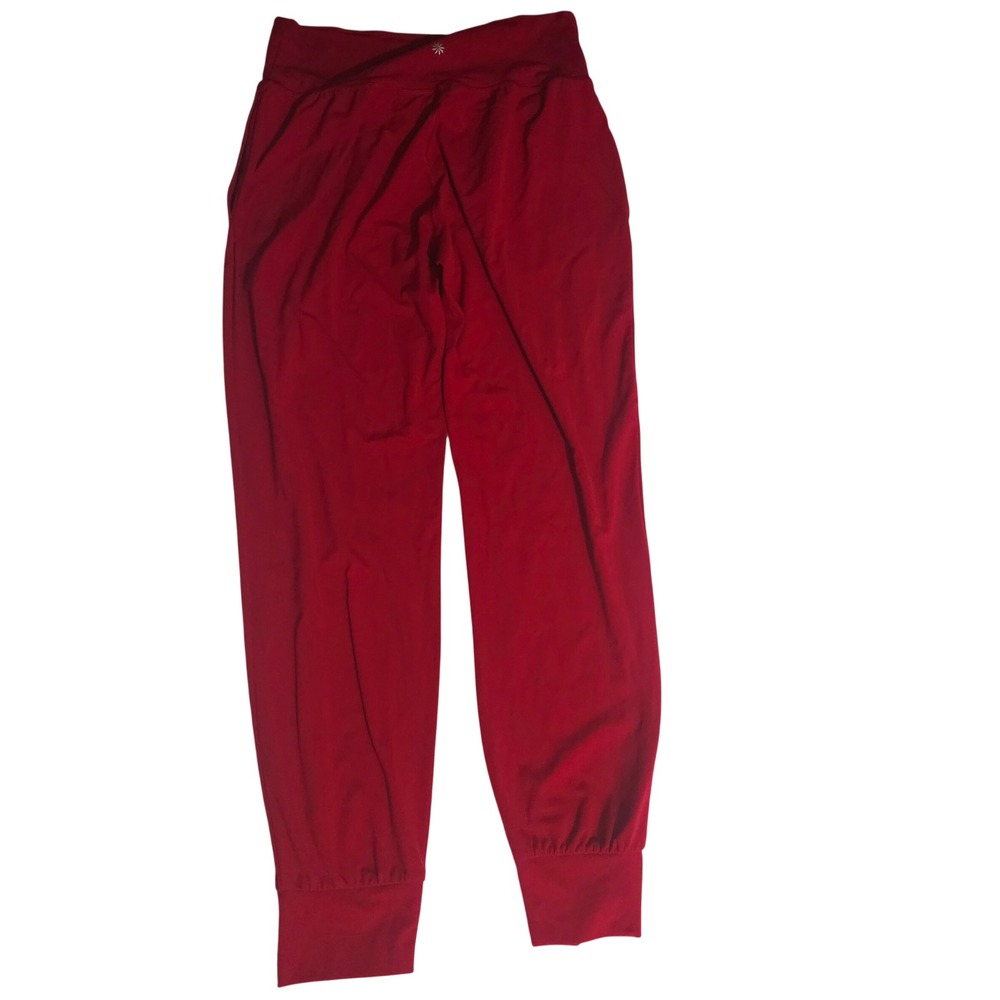 Athleta Womens Red High Rise Active Joggers Tapered Leg Pants Large